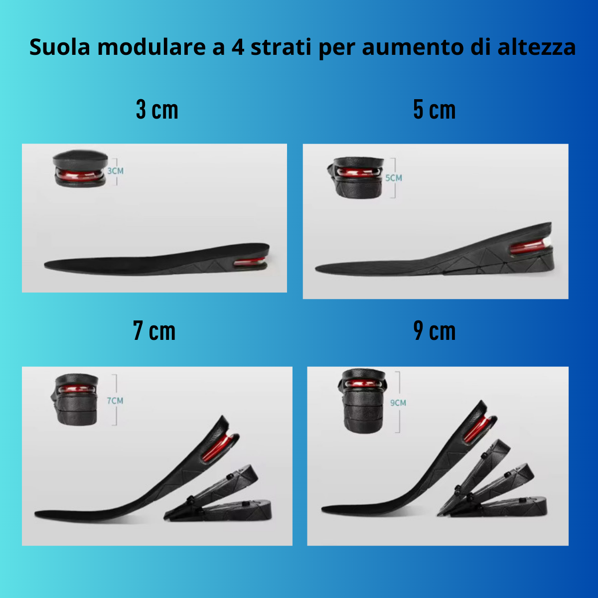 Suole Alfa ®  Solette per aumento di altezza + 9 cm